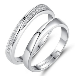 ペアリング　結婚指輪　クリスマス　誕生日　記念日　プレゼント　シンプル　スターリンシルバー  ビジュー　つけっぱなしok 2枚目の画像