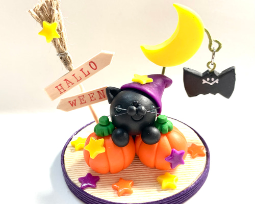 ハロウィン魔女のフィギュア 黒猫 コウモリ付きライトアップ ハロウィンの魔女 (フィギュア) - ホビーサーチ フィギュア