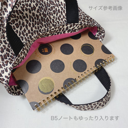 　黒×ピンクドット柄リップストップナイロンミニトートバッグ＊ティッシュケース付き / バッグインバッグ 8枚目の画像