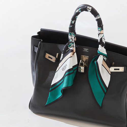 最高品質シルク100％】手染めスカーフ（グリーン、ベージュ、黒）ミニ