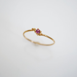 ガーネットの雫リング (gold×Rhodolite garnet) *〜ストーンカスタマイズ〜* 2枚目の画像