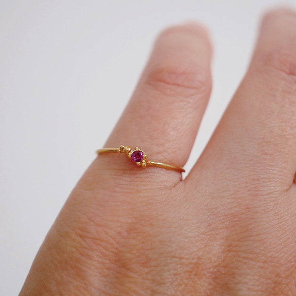 ガーネットの雫リング (gold×Rhodolite garnet) *〜ストーンカスタマイズ〜* 10枚目の画像