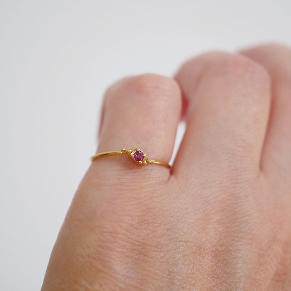 ガーネットの雫リング (gold×Rhodolite garnet) *〜ストーンカスタマイズ〜* 11枚目の画像