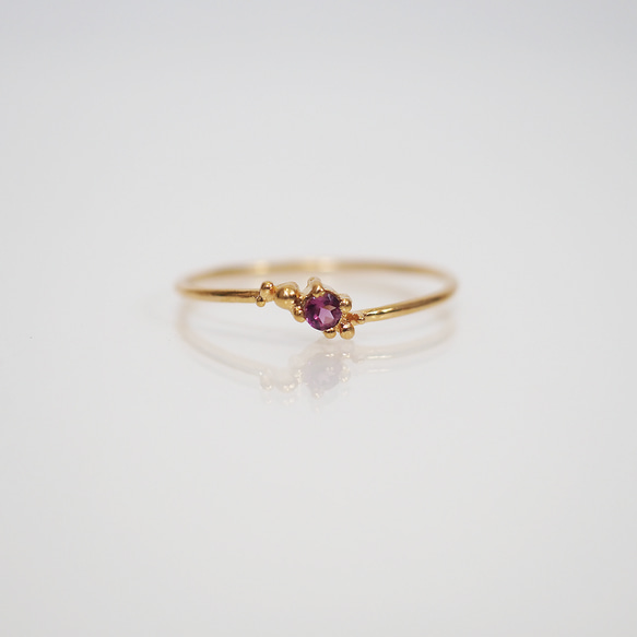 ガーネットの雫リング (gold×Rhodolite garnet) *〜ストーンカスタマイズ〜* 4枚目の画像