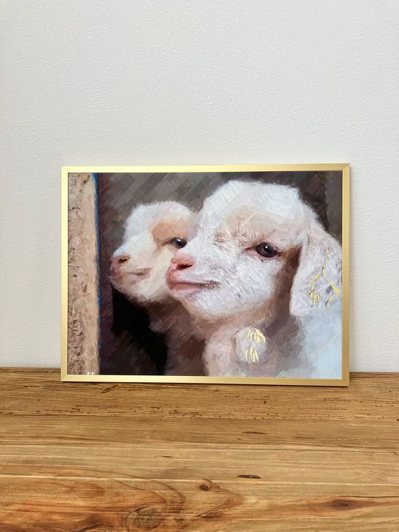 * antique sheep ❀ クリスマスの羊さん (水色リボンと鈴♪) goat sisters』山羊さん姉妹 絵画 pipi 通販 16421924｜Creema