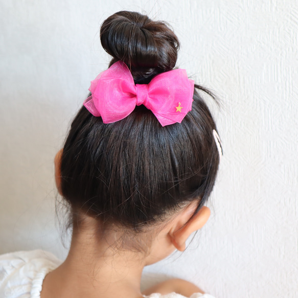 ⭐︎限定カラー⭐︎ ふわふわオーガンジーリボンヘアゴム キッズ ヘア 