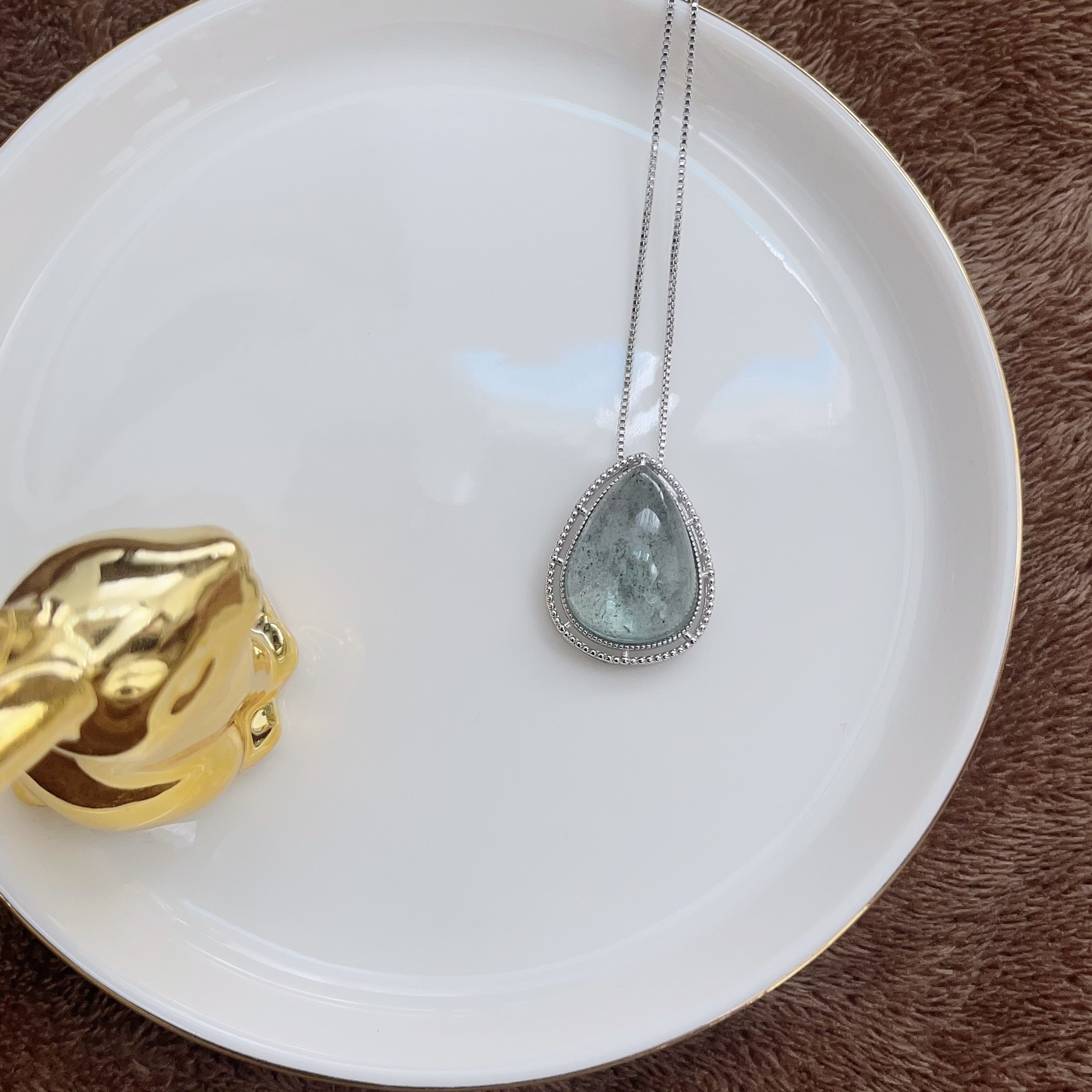 天然無処理　モスアクアマリン　ペンダントトップ　No1668