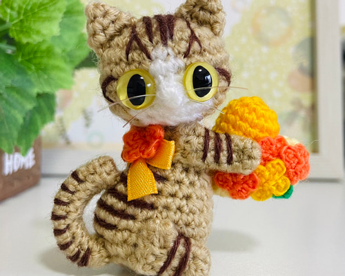 あみぐるみ虎縞の猫さん ハンドメイド