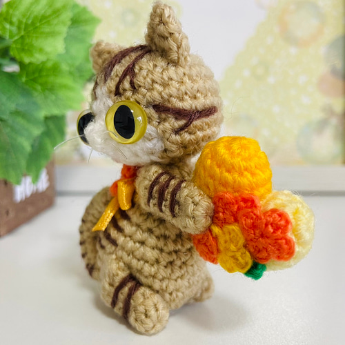 茶トラ猫の金木犀ハート♡あみぐるみ♡受注製作品 あみぐるみ
