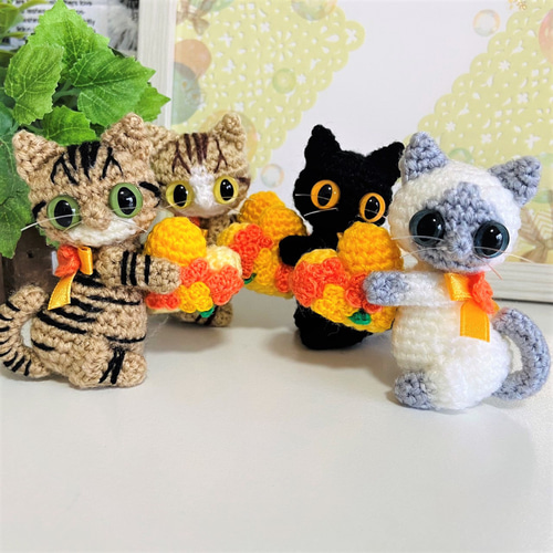 茶トラ猫の金木犀ハート♡あみぐるみ♡受注製作品 あみぐるみ