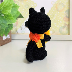 黒猫の金木犀ハート♡あみぐるみ♡受注製作品 7枚目の画像