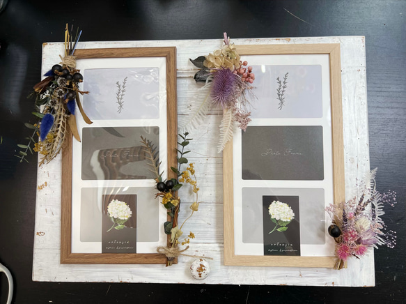 ドライフラワーフォトフレーム(L判3連) フォトフレーム・写真
