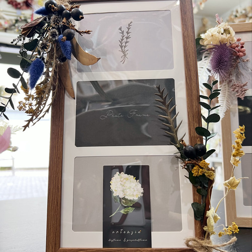 ドライフラワーフォトフレーム(L判3連) フォトフレーム・写真立て