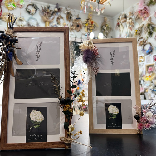 ドライフラワーフォトフレーム(L判3連) フォトフレーム・写真立て