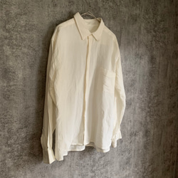 バンブーリネンの比翼シャツ 生成り/インディゴ Bamboo linen shirt 12枚目の画像