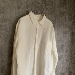 バンブーリネンの比翼シャツ 生成り/インディゴ Bamboo linen shirt 10枚目の画像