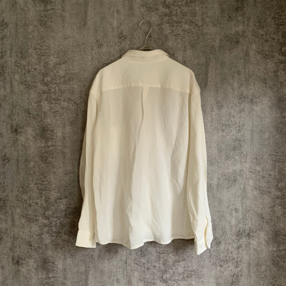 バンブーリネンの比翼シャツ 生成り/インディゴ Bamboo linen shirt 11枚目の画像