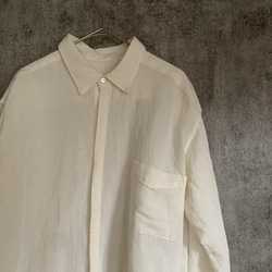 バンブーリネンの比翼シャツ 生成り/インディゴ Bamboo linen shirt 16枚目の画像