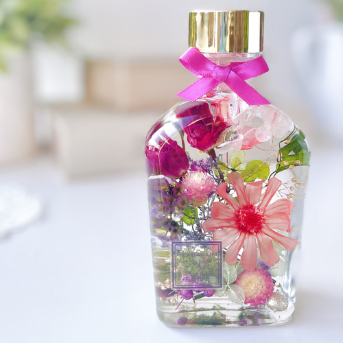 ジニアのハーバリウム /平ボトル ハーバリウム・植物標本 Fullfleur  