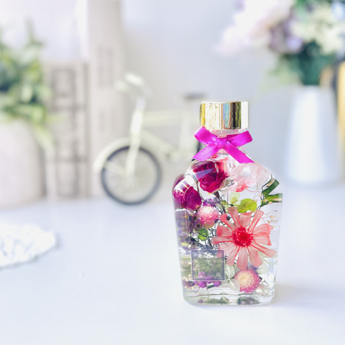 ◆ハーバリウム　178  パープルのバラと真っ白なジニア*.:。✿*゜¨ ◇ハーバリウム178 パープルのバラと真っ白なジニア*.:。✿*゜¨