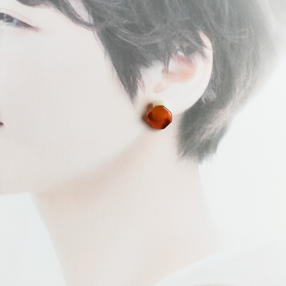 ○□ガラス　マジパン&コーラル　アレルギー対応ピアス／イヤリング選択 11枚目の画像