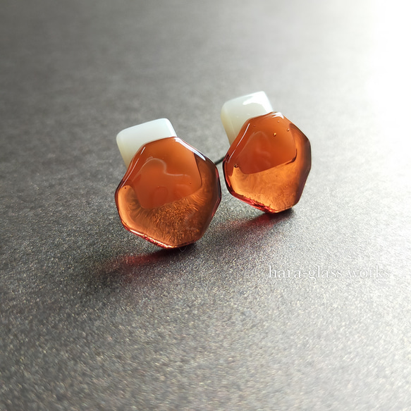 ○□ガラス　マジパン&コーラル　アレルギー対応ピアス／イヤリング選択 10枚目の画像