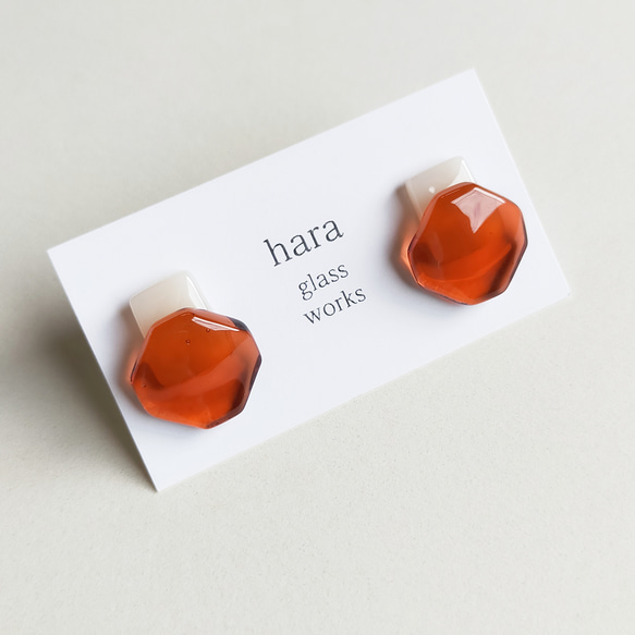 ○□ガラス　マジパン&コーラル　アレルギー対応ピアス／イヤリング選択 4枚目の画像