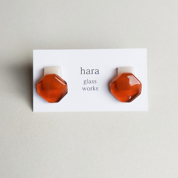 ○□ガラス　マジパン&コーラル　アレルギー対応ピアス／イヤリング選択 7枚目の画像