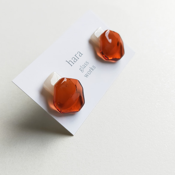 ○□ガラス　マジパン&コーラル　アレルギー対応ピアス／イヤリング選択 8枚目の画像