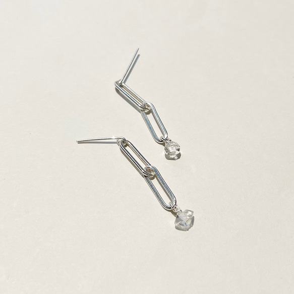 【單耳出售】鏈環穿孔赫基默鑽石（Silver925）耳環/耳環 第1張的照片