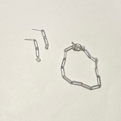 【單耳出售】鏈環穿孔赫基默鑽石（Silver925）耳環/耳環 第5張的照片