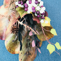 【早割中！】マグノリアと秋色木の実のハロウィンスワッグ★アースカラーで大人可愛い✴︎シック 7枚目の画像