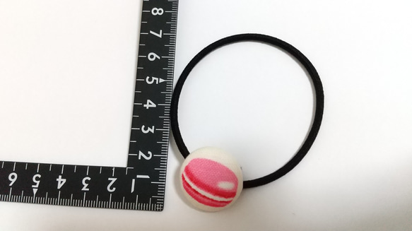 マカロン（ピンク）2 くるみボタン ヘアゴム 3枚目の画像