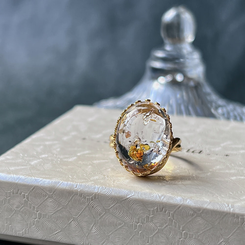 真鍮☆希少☆ザンビア産オイルインクォーツAAA☆10〜16号フリーサイズ