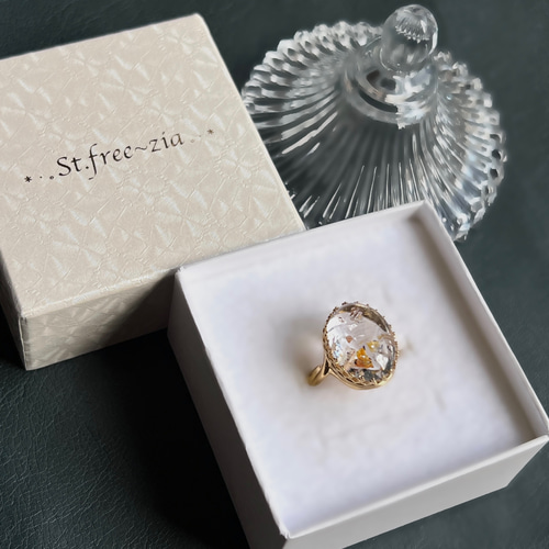 真鍮☆希少☆ザンビア産オイルインクォーツAAA☆10〜16号フリーサイズ