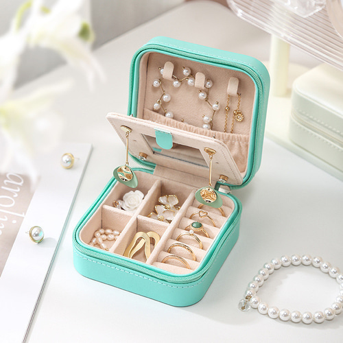 温泉可用！アクセサリーケース ジュエリーボックス ミラー付き レザー