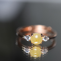 ARG23-176 宝石質 氷種 天然ミャンマー産 黄翡翠 本翡翠 指輪 シンプル リング フリーサイズ 金属アレルギー 5枚目の画像