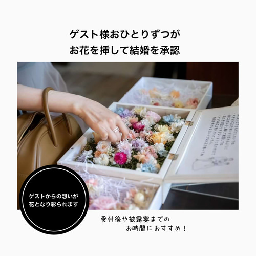 ゆーき様　結婚証明書】　ドライフラワー　ゲスト参加型　おしゃれ　紫陽花 ゲストの方々にさまざまなお花を1本ずつ挿していただき
