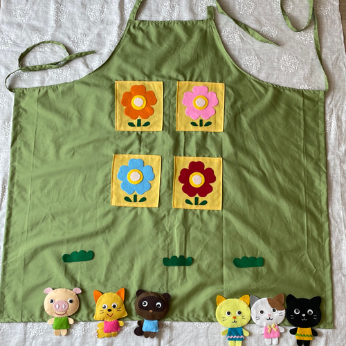 エプロンシアター かくれんぼだあれ こぶたきつねねこ おもちゃ・人形