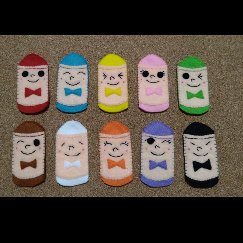 どんな色がすき】指人形10色セット フエルト おもちゃ・人形 マメ