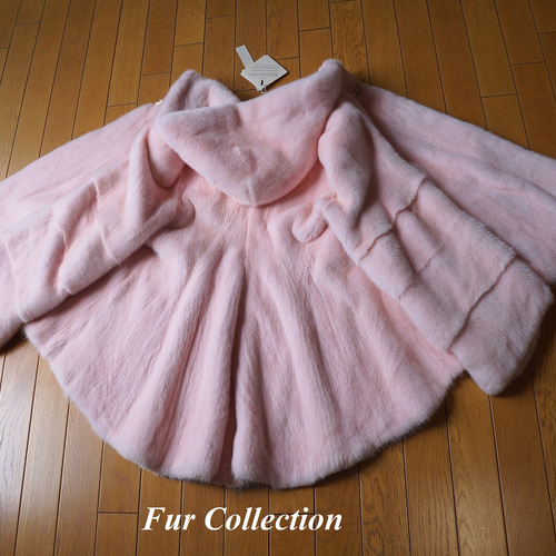 大人のエレガンス☆シンプルリッチなミンクコートフード付 新品1点物 