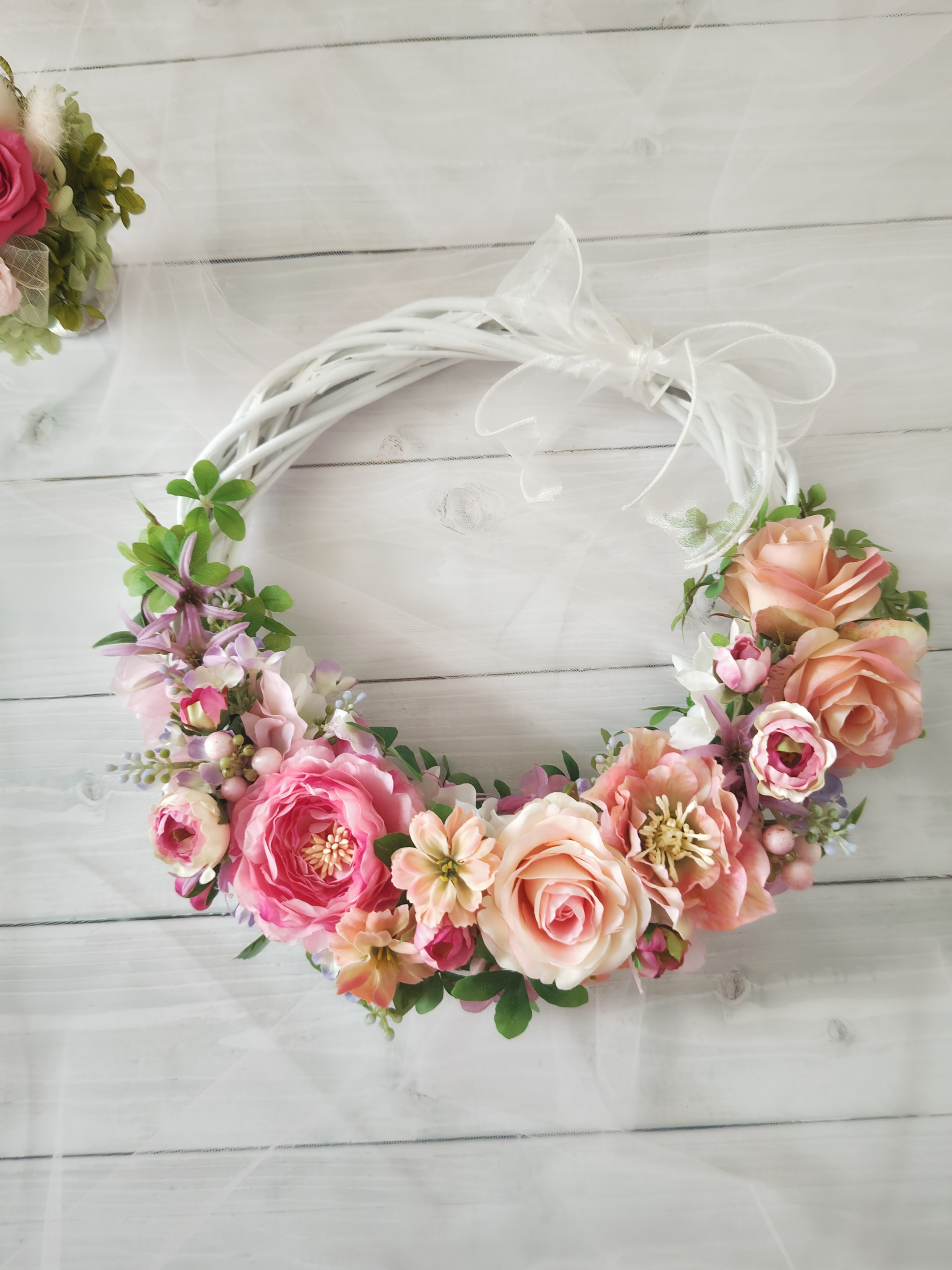 【受注制作】幸せオレンジピンクのリースブーケ