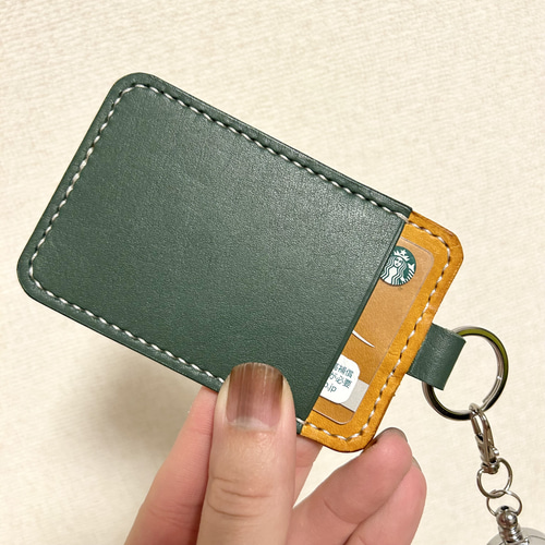 レザーパスケース IDカードホルダー 本革 リールホルダー付き