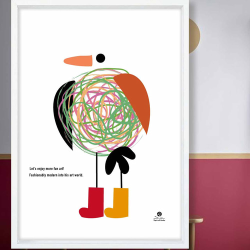 落書きバード 鳥 イラスト ポスター A4 A3 A2 A1 アートポスター