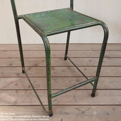 アイアンチェア グリーン 緑 鉄製 スツール 椅子 いす スチール スタッキング インダストリアル 工業系 ビンテージ 14枚目の画像