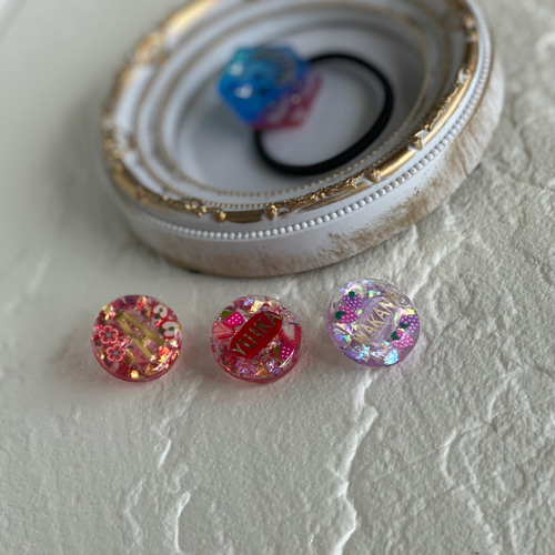 レジン ヘアアクセサリー ヘアゴム イニシャル name ネーム