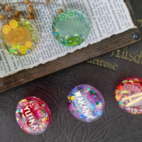 レジン ヘアアクセサリー ヘアゴム イニシャル name ネーム (大人も