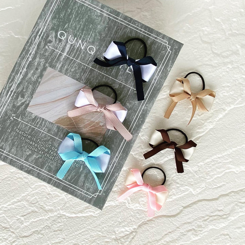 子供ヘアゴム リボン 2色リボン グログラン 雑貨・その他 Haruwaka  