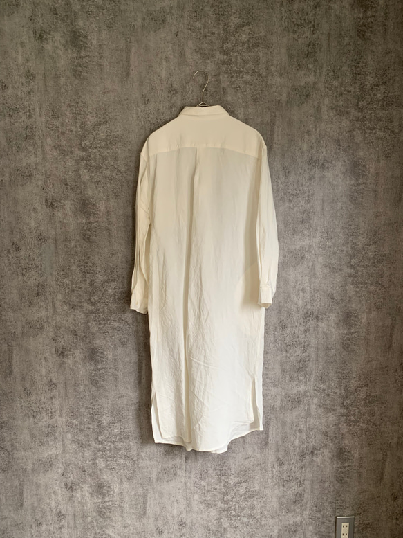 バンブーリネンシャツワンピース 生成り/インディゴ Bamboo linenshirt dress 16枚目の画像