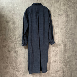 バンブーリネンシャツワンピース 生成り/インディゴ Bamboo linenshirt dress 8枚目の画像